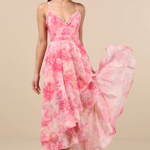 Lulu's Pink Floral Dress - Picture 2 of 2